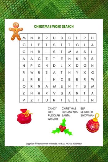 easy christmas word search