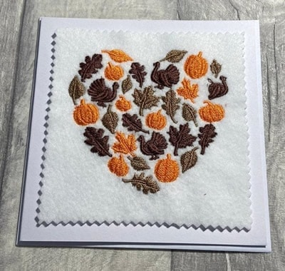 embroidered thanksgiving card
