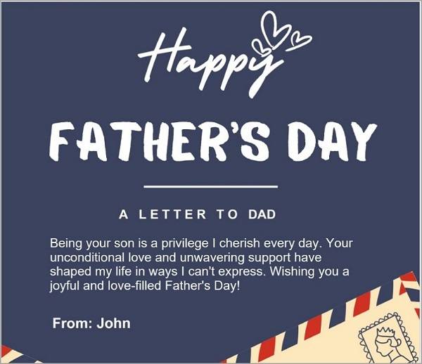 fathers day card from a son