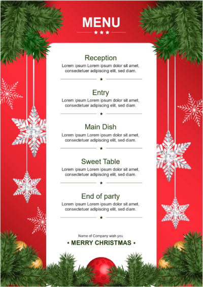 festive red christmas menu template