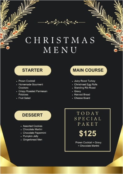 golden christmas menu