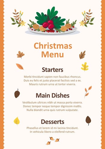 holiday menu template