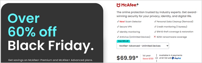 McAfee black friday deal