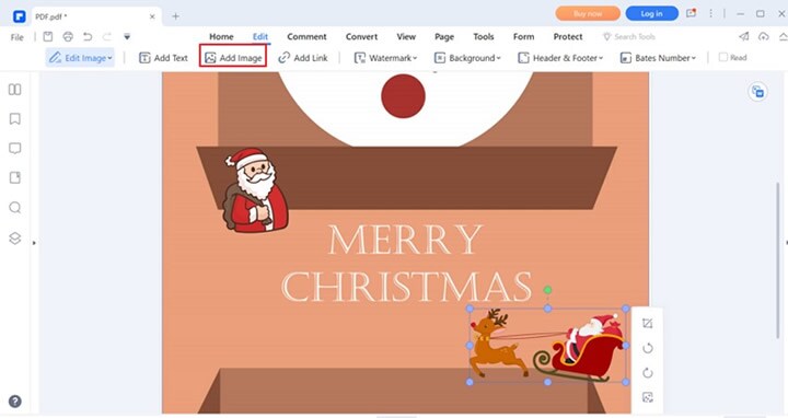 pdfelement add image on christmas card