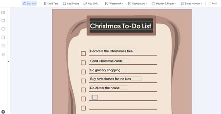 pdfelement add text to do list advent calendar