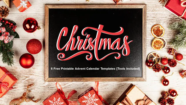 Calendario d Adviento imprimible para decoración navideña