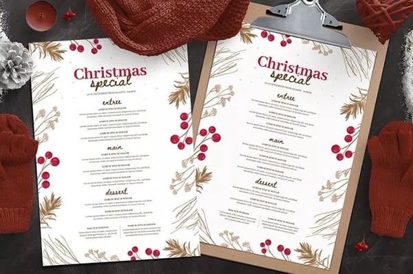 rustic christmas menu templates