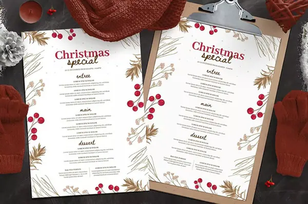 Menu Simples Clássico de Casamento de Natal