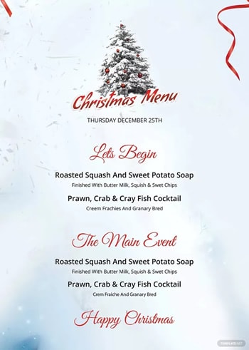 simple christmas menu template