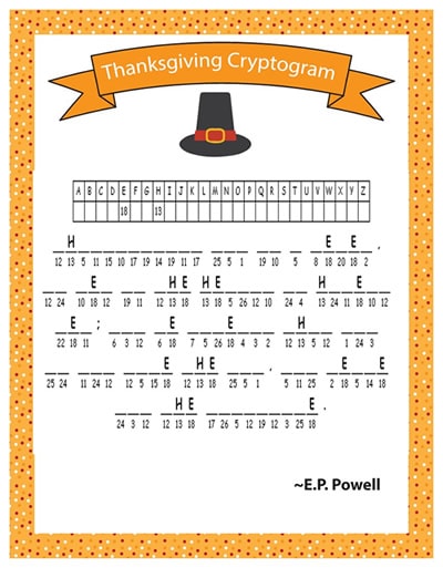 thanksgiving cryptogram