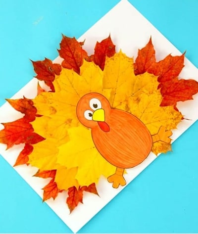 thanksgiving diy leaf turkey craft