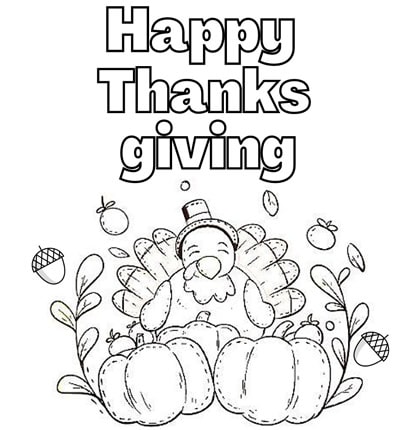 page de coloriage de la dinde de Thanksgiving