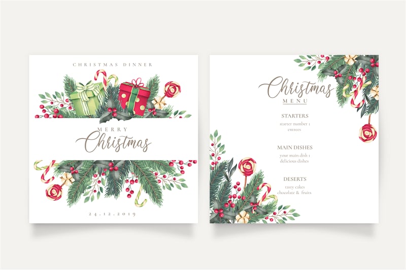 two sided christmas menu