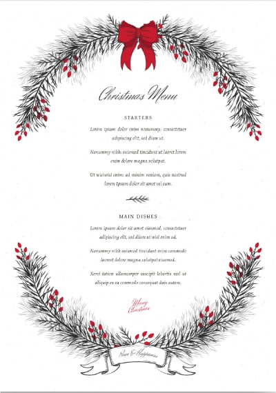 wreath christmas menu template