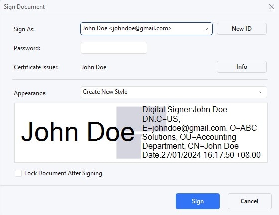 pdfelement digital signature