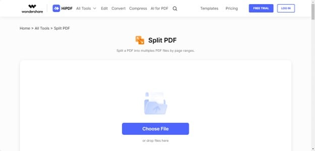 choose file for hipdf split feature