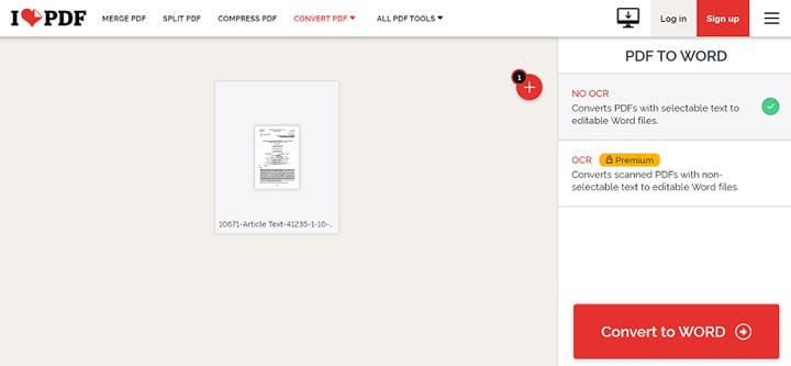 choisir entre l'ocr et l'option sans ocr