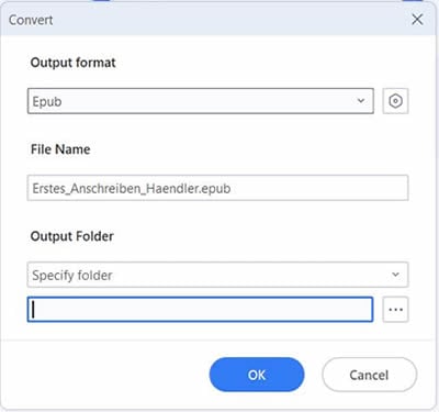 selecting output format on pdfelement