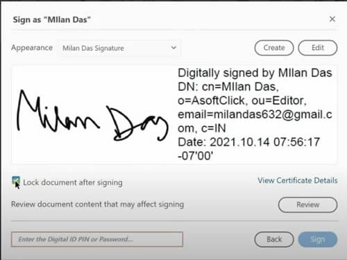 locking a document after signing
