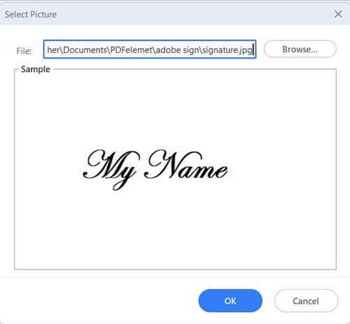 importation de l'image de la signature dans pdfelement