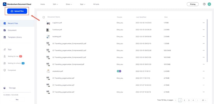 document cloud carica file