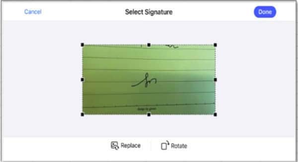 téléchargement d'une image de signature dans pdfelement ios