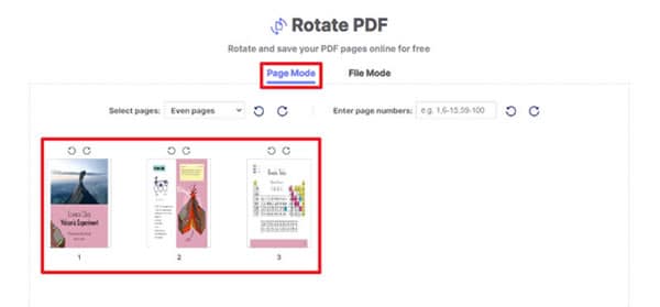 lick on the page mode to rotate pages
