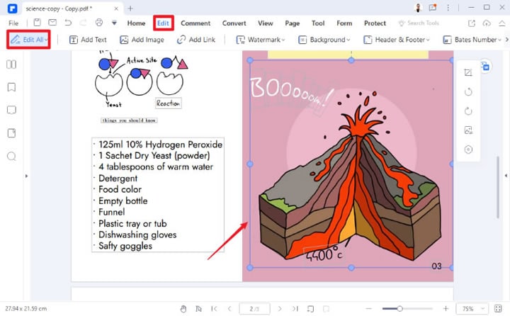 select the pdf content to rotate