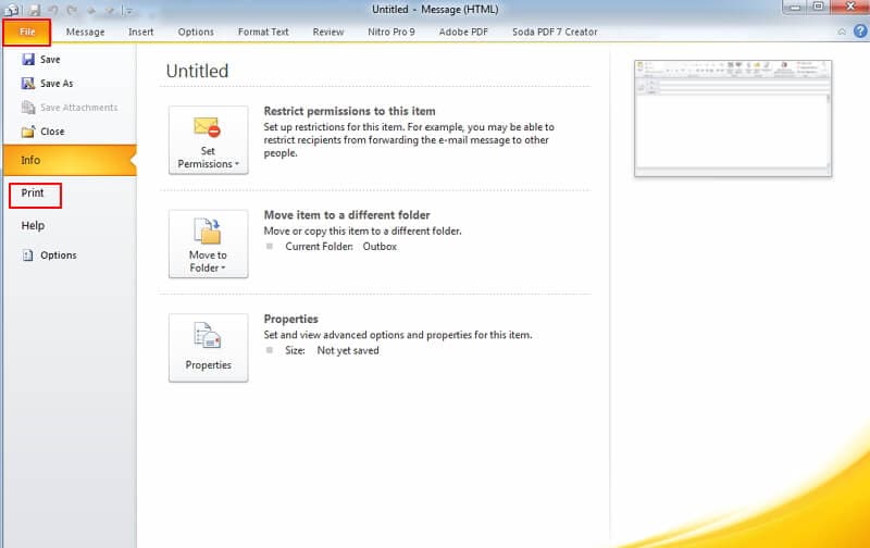 cómo convertir el email de Outlook a pdf