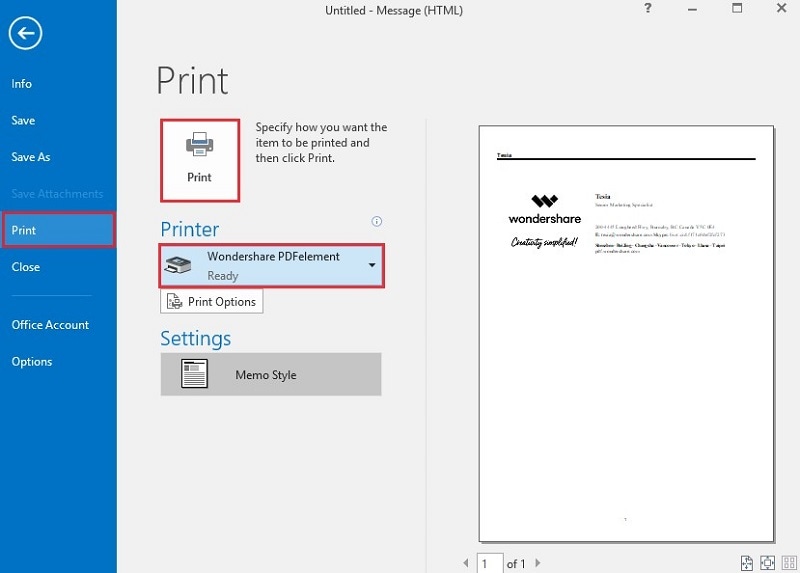 print email to pdf windows