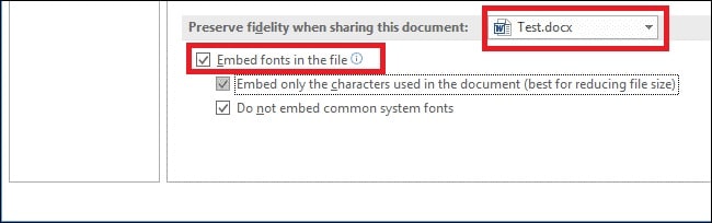pdf embed font in word