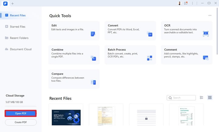 open pdf files from pdfelement