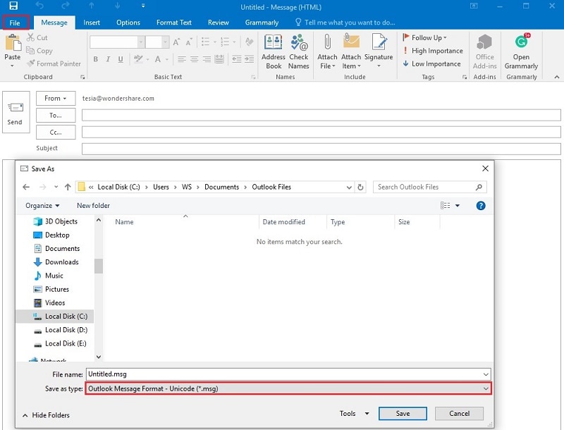 download email as pdf outlook