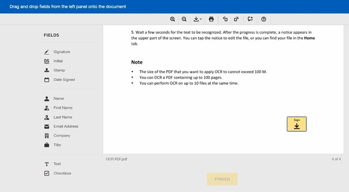 sign pdf document on DocuSign