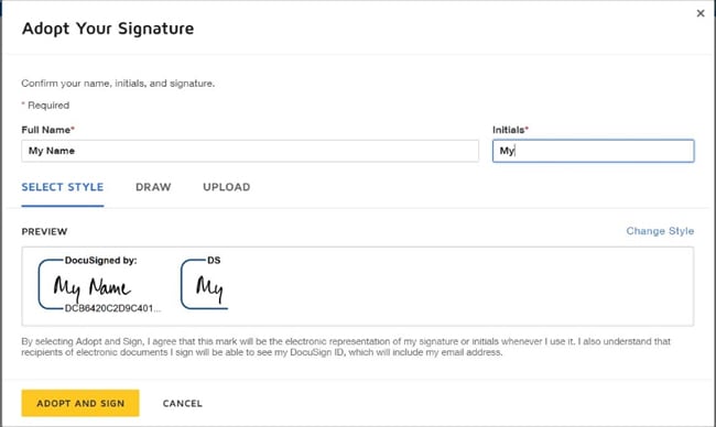 téléchargement d'un document sur DocuSign