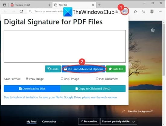 using the signature extension on edge