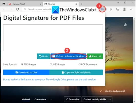 usar la extensión de firmas en edge