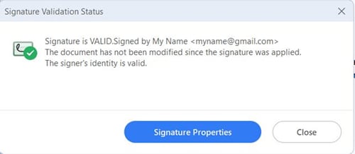 status de validação da assinatura do pdfelement