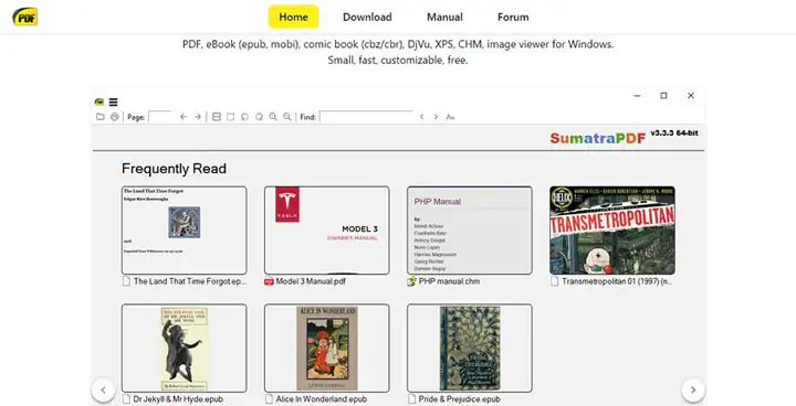 Sumatra pdf reader interface