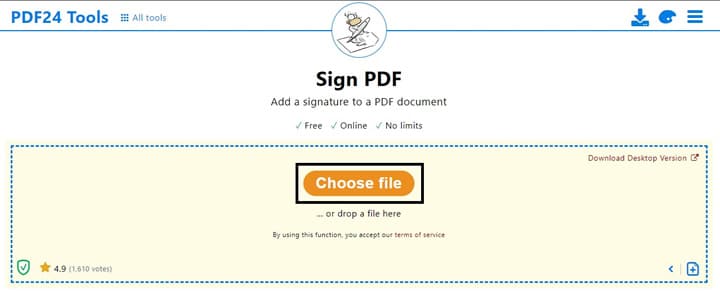 upload pdf file in pdf24 tools