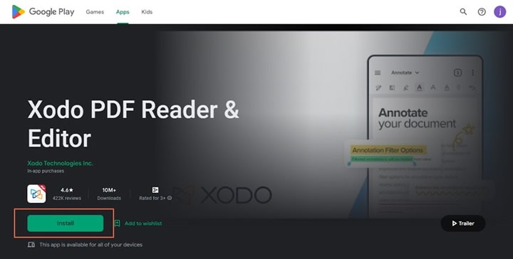 xodo pdf reader editor apk install