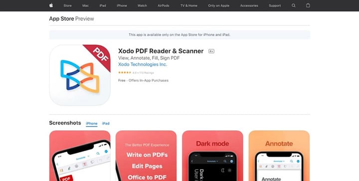 xodo pdf reader editor app store