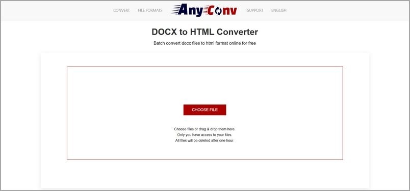 convert docx into html using anycov