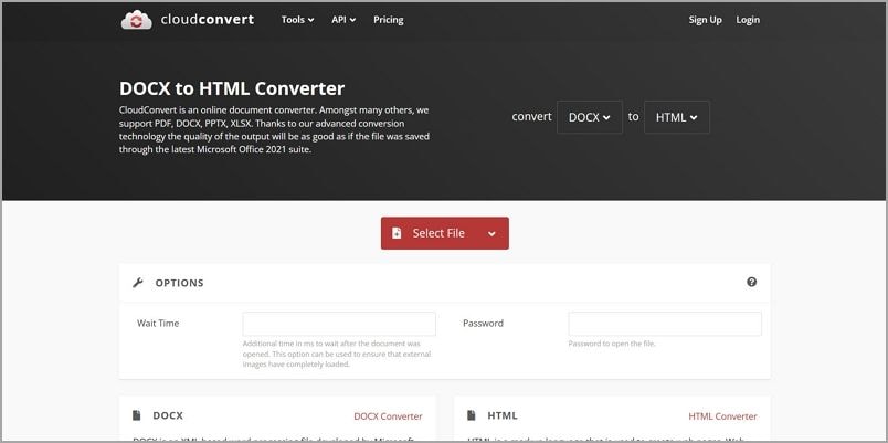 using cloudconvert to convert docx