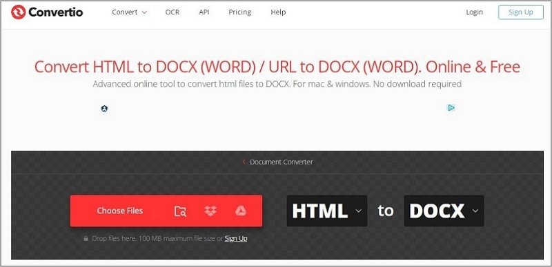 convertio html to docx converter