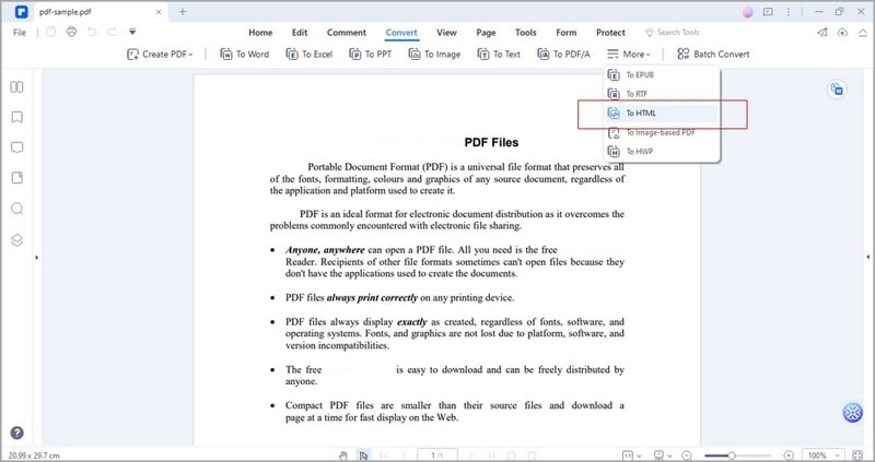 PDFelement to-HTML convert