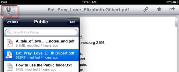 transfer pdf to ipad without itune but dropbox