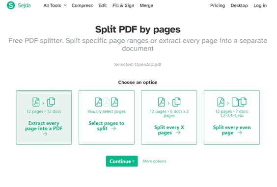 select a split method