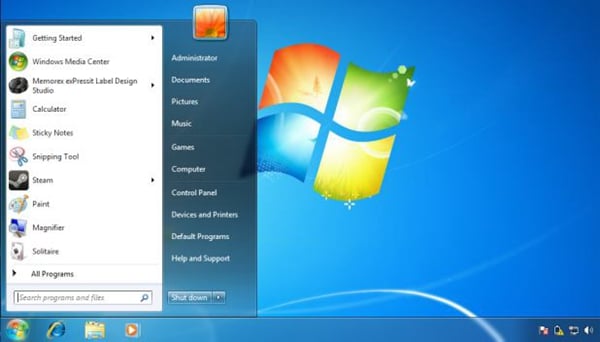 windows7 start menu
