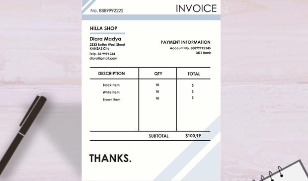 blue theme invoice